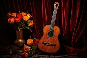 spanish guitar with sheet music for flamenco