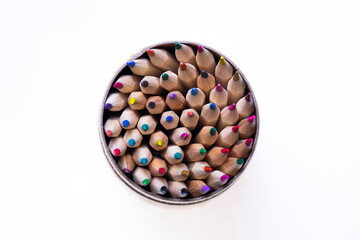 color pencils in a cup