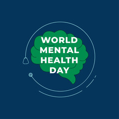 World mental health day greeting design template