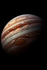 Jupiter planet with the background of the universe, photorealistic. Generative AI.