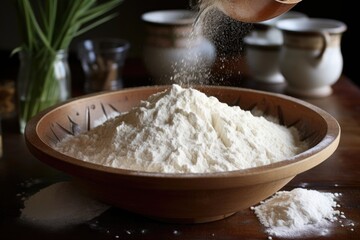 gluten-free flour being sifted for baking