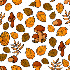  mushrooms Seamless autumn pattern