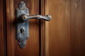 newly replaced door handle on a wooden door