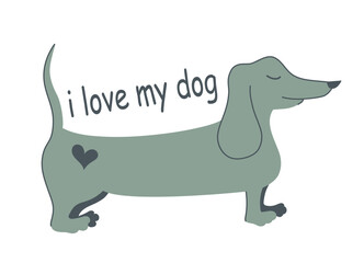 Dachshund dog cute silhouette vector illustration. Dog silhouette isolated on white background