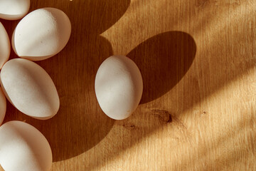 organic white easter eggs in a cosy kitchen