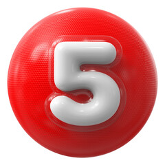 Number 5 Red 3d Render
