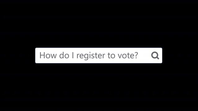A web search bar asking the question, "How do I register to vote?" search engine concept on the internet on isolated background.