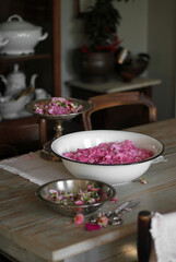 rose petals in the kitchen