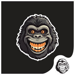  Head of Gorilla Sticker Vector ilustration