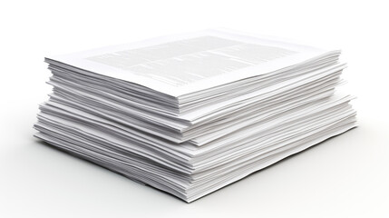 Stack of papers isolated on white background. Created with Generative AI technology.