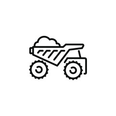 Dump truck line icon isolated on white background