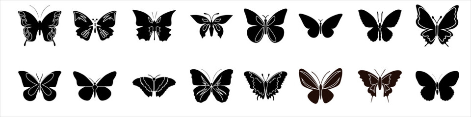Butterflies icon vector set. Insect illustration sign collection. Butterfly symbol or logo.