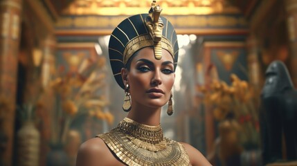  portrait of a woman queen of ancient Egypt.  Generative Ai