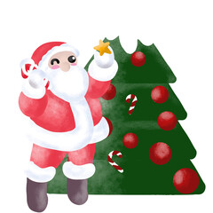 santa claus and christmas tree