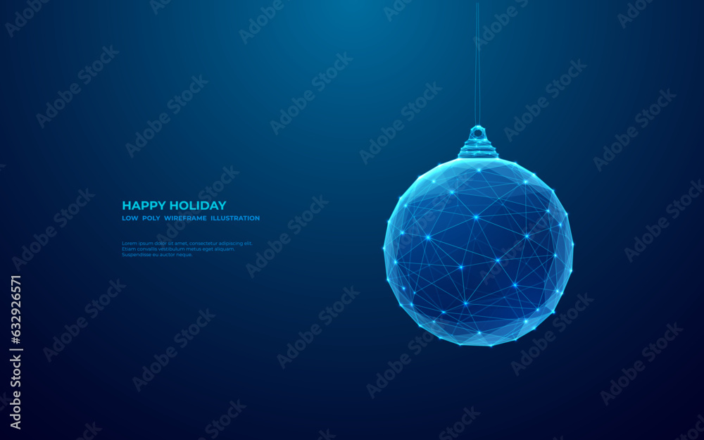 Poster abstract christmas tree decoration in a technological futuristic style on a gradient monochrome back