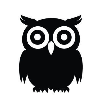 Black owl vector for logo or icon, clip art, drawing Elegant minimalist style, abstract style illustration