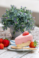 fresh strawberry pink cake