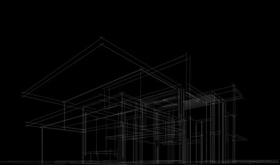 house building sketch architecture 3d illustration