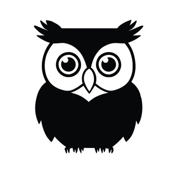 Black owl vector for logo or icon, clip art, drawing Elegant minimalist style, abstract style illustration