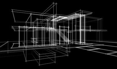house building sketch architecture 3d illustration