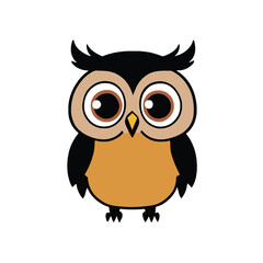 Fototapeta premium Cute owl kawaii animal cartoon character also called owl icon or chibi, owl logo, sticker design, baby wild animal or cute cartoon owl mascot. Isolated on white background. Vector illustration