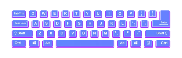 Fotobehang Keyboard. Flat, color, computer keyboard, keyboard keys, English layout. Vector illustration © Svitlana