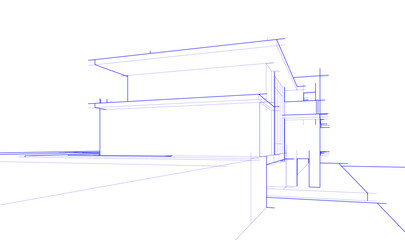 house building sketch architecture 3d illustration