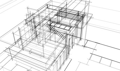 house building sketch architecture 3d illustration