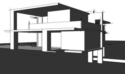 house building sketch architecture 3d illustration