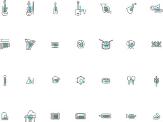 アウトラインの楽器イラストアイコンセット　水色