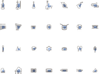 アウトラインの楽器イラストアイコンセット　青