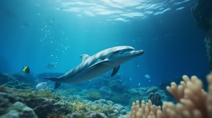 Obraz na płótnie Canvas a dolphin swimming in the ocean