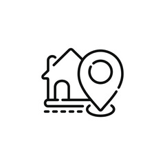 Home location line icon isolated on white background