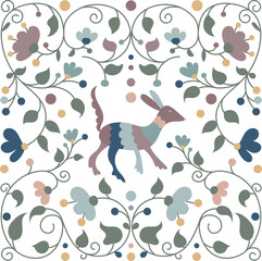 Mexican otomi embrodery seamless pattern. Colorful Mexican Traditional Textile Embroidery Style. Folk otomi style graphic, wallpaper. Festive mexican floral motif.