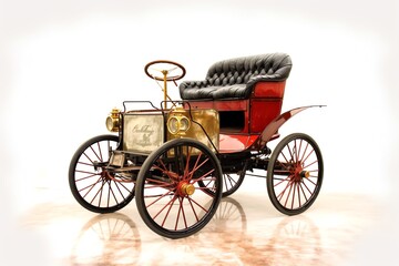 Fototapeta na wymiar a red and gold antique car