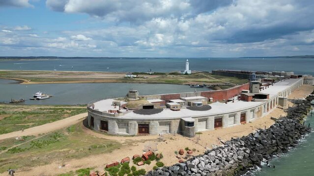 Hurst Castle Hampshire UK drone, aerial summer