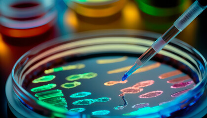 Image of a Petri dish in which scientific studies are being performed, image created with ai