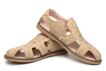 Fototapeta na wymiar Pair of male summer sandals