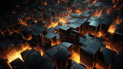 Obraz premium modern dark 3d random abstract object with cinematic color for background