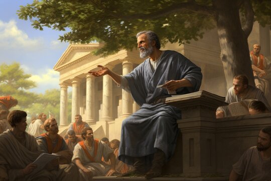 Aristotle's Wisdom: Vibrant Scene from the Lyceum's Teachings