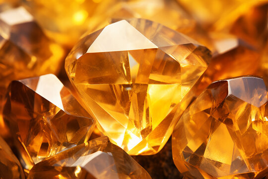 shiny citrine yellow crystal close up pattern texture