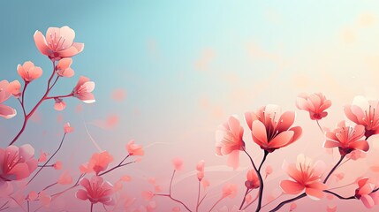 beautiful spring design with flowers and gradient minimalist color for background