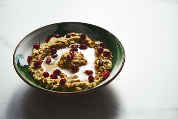 Baba ganoush. A smoky Middle Eastern dip made from roasted eggplants, blended with tahini, lemon juice with garlic and olive oil. often garnished with parsley and served with pita bread.