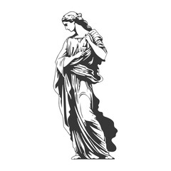 White female sculpture isolated on white background. Venus statue - Roman Goddess of Love. Vector illustration
