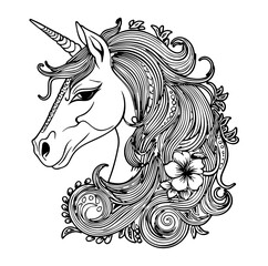 unicorn art vector design, isolated in white background
