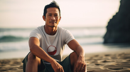 45 years old, 50 years old, 55 years old, health, ocean, surfer, balanced, centered, fit, freedom, indepence, lifestyle, middle aged, outdoor, relaxed, ai generated, analog film, fresh air, healthy, l