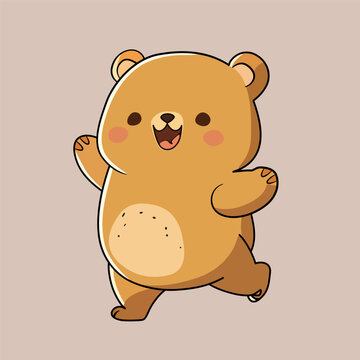 Bear logo design. Cartoon happy bear isolated. Image of a bear in flat style