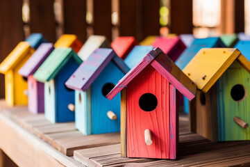 Crafting homemade birdhouses, adding color to your backyard, family weekend, love Generative AI