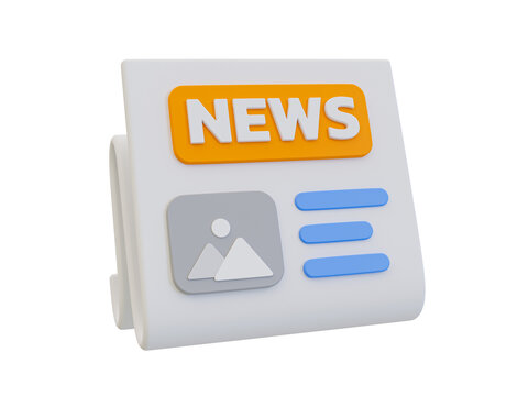 3d minimal newspaper. reading news concept. 3d illustration.