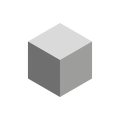 Volumetric gray cube on a white background. Vector illustration. EPS 10.